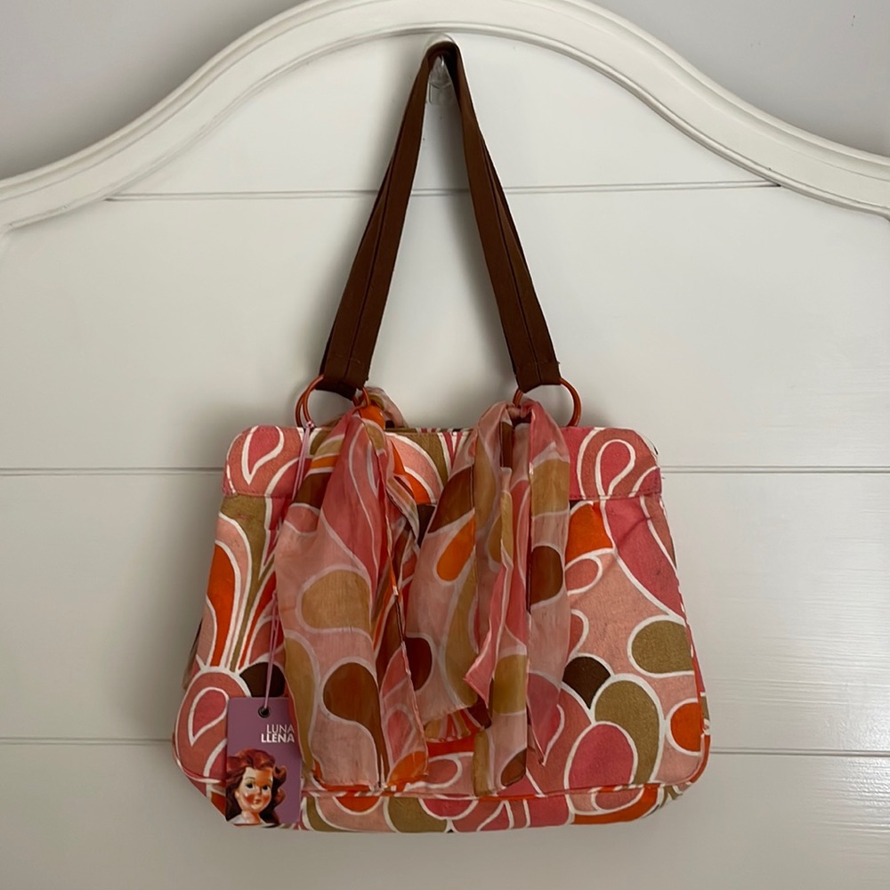 NEW Luna Llena Peach Pink Purse Handbag Canvas Tote